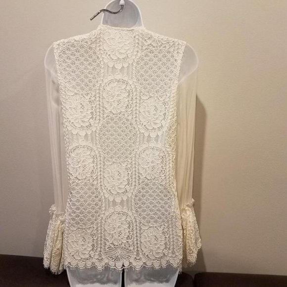 ALEXIS -Lace Pattern Crew Neck Blouse - Picture 5 of 5